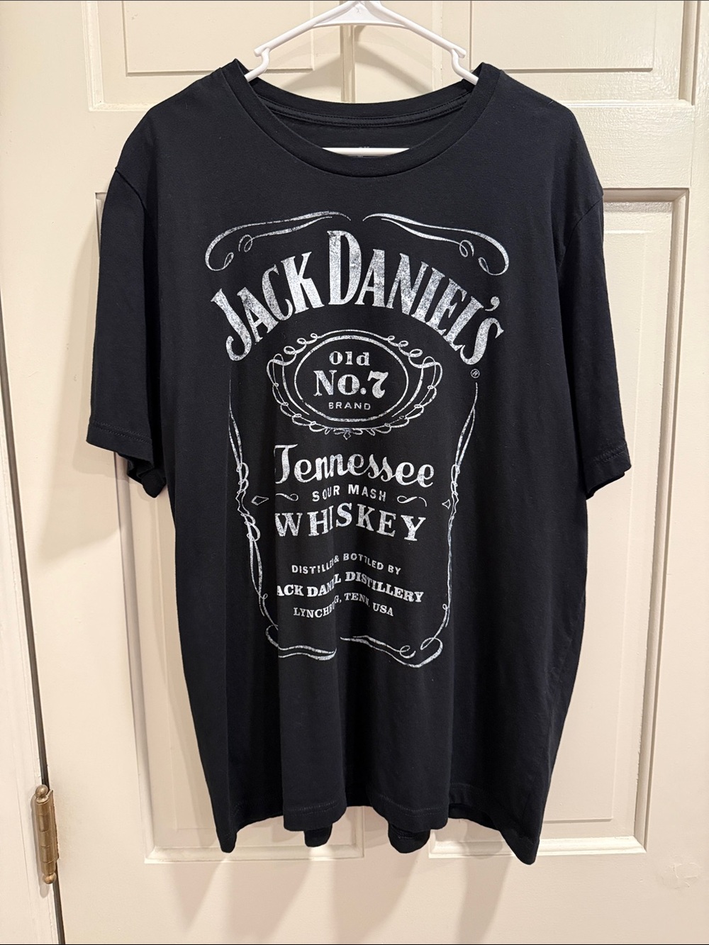 Jack Daniels Black Tee with White Tennessee Whiskey Logo in Black Size 2XL